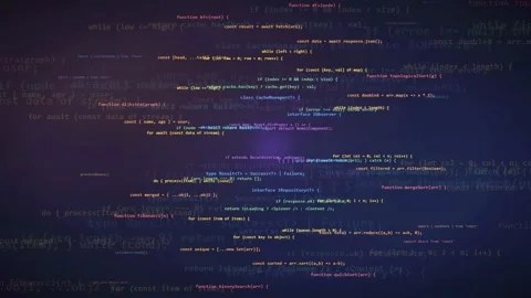 Abstract Digital Screen with Scrolling Computer Programming Code and Data Stock Footage 339961352