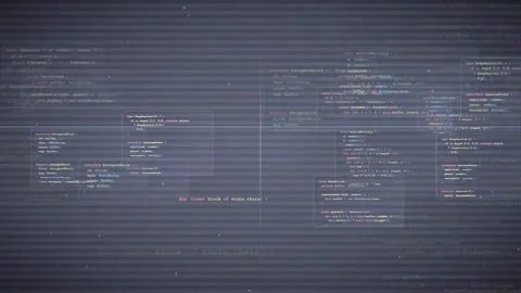Abstract Digital Screen with Scrolling Computer Code and Data Processing for Stock Footage 339963185
