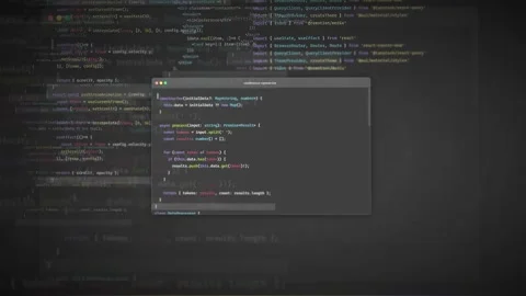 Abstract Digital Screen with Scrolling Computer Code and Programming Syntax on Stock Footage 339966593