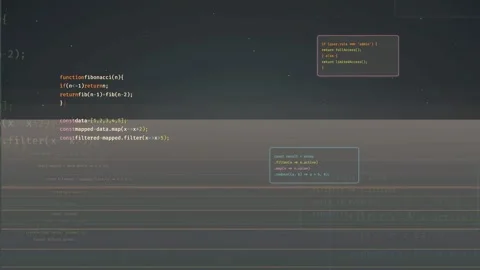 Abstract Digital Screen with Scrolling Computer Code and Data Processing Stock Footage 339967457