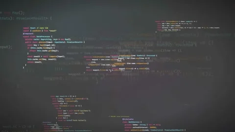 Abstract Digital Screen with Scrolling Computer Programming Code and Data Stock Footage 339967680