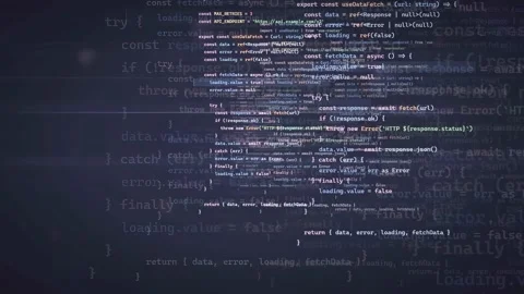 Abstract Digital Screen with Scrolling Computer Code and Data Processing on Stock Footage 339968672