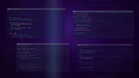 Abstract Digital Screen with Scrolling Computer Code and Data Processing in Stock Footage 339973107