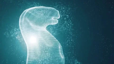 Abstract digital sculpture showcasing a glowing animal shape Stock-Footage 320390526