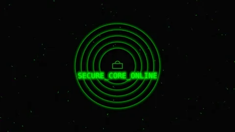 Abstract digital secure core online text with padlock symbol over green rad.. Vídeos de archivo 341824554