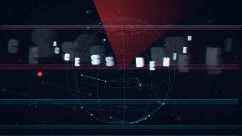 Abstract Digital Security Background with Access Denied Text and Global Network Stock Footage 343154302