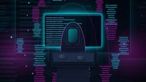 Abstract Digital Security Concept with Binary Code Data Streams and Futuristic Stock-Footage 343161743