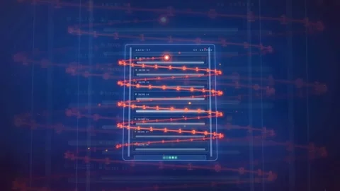 Abstract Digital Server Rack with Glowing Data Streams and Cyber Security 스톡 동영상 343164367