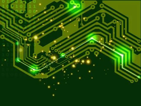 Abstract digital sign of electronic printed circuit board in green. Stock Illustration