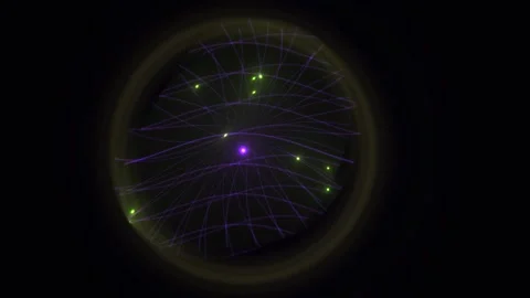 Abstract Digital Simulation of Particle Orbits and Energy Fields. Stock Footage 340511124