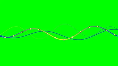 Abstract digital sine waves with data points on a vibrant green background Stock Footage 340267826