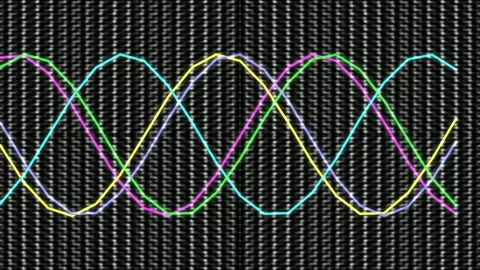 Abstract Digital Sine Waves Representing Data Flow and Frequency Analysis Stock Footage 332563924