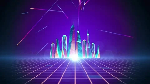 Abstract Digital Skyline Animation Stock Footage 277111416