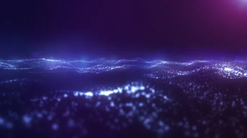 Abstract digital slow moving blue waves of energy shiny particles. futurist.. 스톡 동영상 270096610