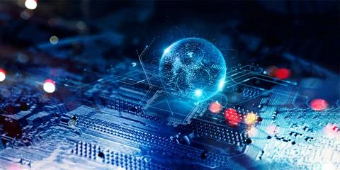 Abstract Digital smart metaverse technology, Virtual reality, Blockchain Fotos de archivo