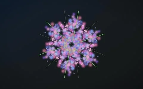 Abstract digital snowflake pattern illustration featuring glowing pink and .. Stock Illustration