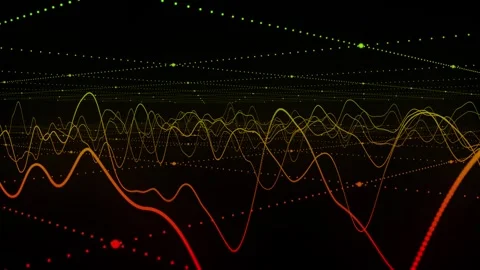 Abstract digital sound wave and network data particles background loop Stock Footage 336358173