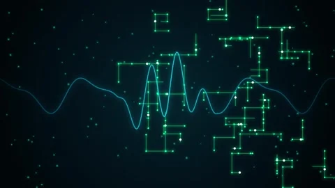 Abstract digital sound wave and circuit board pattern background animation .. 库存影片 346635316