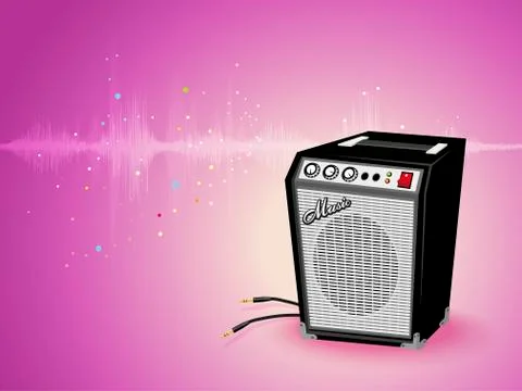 Abstract digital sound wave oscillating with Amplifier background. Stock Illustration