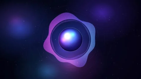 Abstract digital sound wave visualization with a central glowing sphere sur.. Stock Footage 346723649