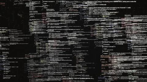 Abstract digital source code of a computer program on virtual display. Animation Illustrazione stock