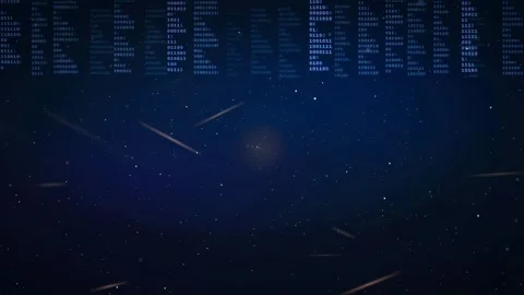 Abstract Digital Space Background with Binary Code Data Streams and Glowing Stock Footage 336773397