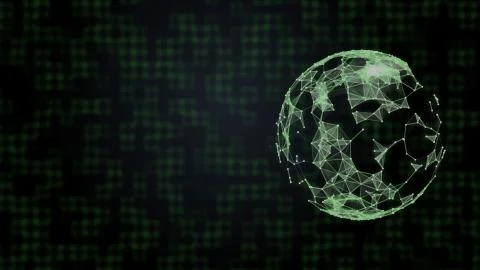 Abstract digital space background with flowing particles encryption covering a Stock Illustration