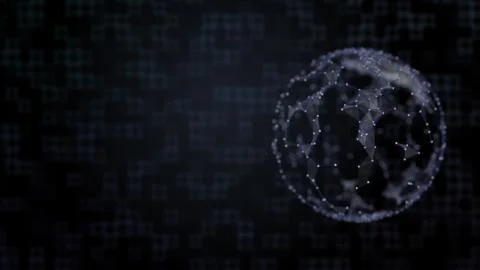 Abstract digital space background with flowing particles encryption covering a Stock Illustration