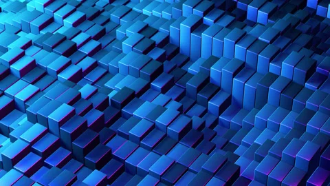 Abstract digital space featuring rising and falling blue chart bars Stock Footage 256968146