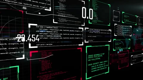 Abstract digital space with infromation elements. Progressing ai system data Stock Footage 318342568