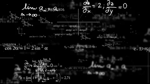 Abstract digital space with mathematics and physics formulas. Stock Footage 95192457