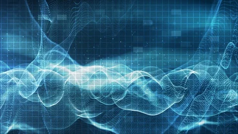Abstract digital sparkling blue particles wave flow and dust for motion backg Stock Footage 90270021