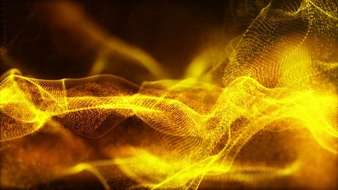 Abstract digital sparkling gold particles wave flow background Stock Footage 86296048