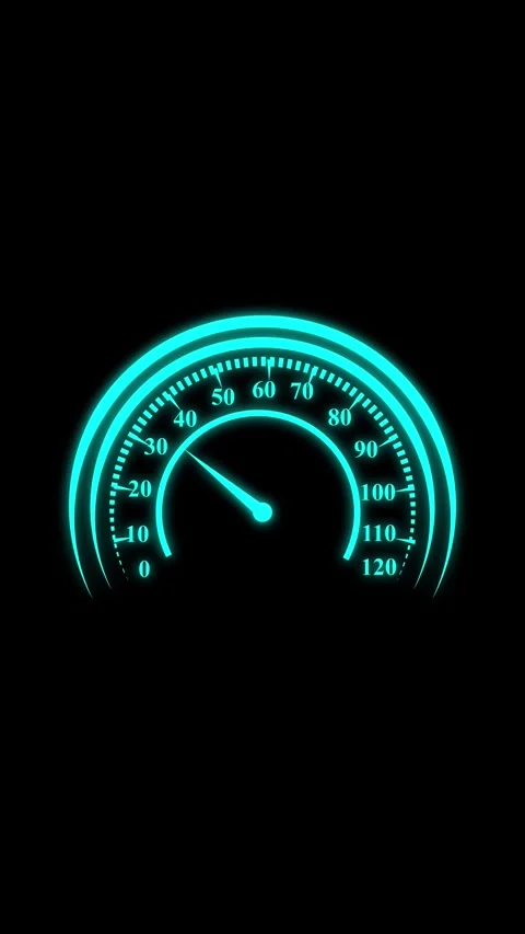 Abstract digital speedometer displaying increasing and decreasing speeds, g.. Stock Footage 338421652