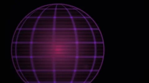 Abstract Digital Sphere Animation with Pulsing Neon Grid Lines. Stock Footage 341786700