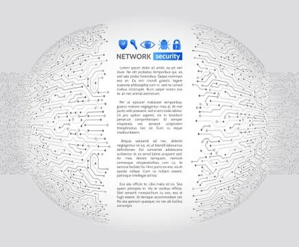 Abstract digital sphere circuit board on the grey background. Illustrazione stock