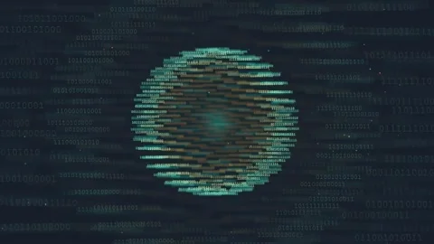 Abstract Digital Sphere Formed by Binary Code Data Streams on Dark Blue Stock Footage 339323455