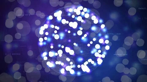 Abstract Digital Sphere of Glowing Blue Data Points Rotating in a Futuristic Stock Footage 343167782