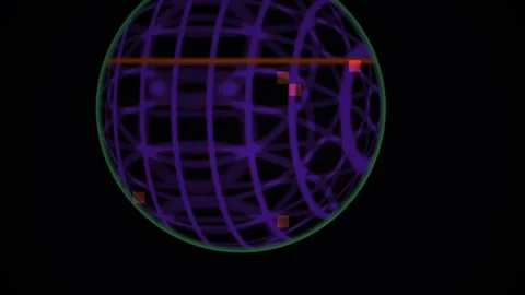 Abstract Digital Sphere with Glowing Data Nodes and Interconnected Grid Net.. Stock Footage 341786683