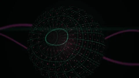 Abstract Digital Sphere with Glowing Data Nodes and Interconnected Network .. Stock Footage 341786727