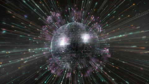 Abstract digital sphere with glowing light particles radiating outward in a Stock Footage 346208431