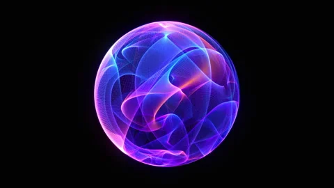 Abstract digital sphere with glowing neon waves and dynamic energy motion. Stock Footage 343419131