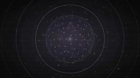 Abstract Digital Sphere with Glowing Network Connections and Rotating Geometric Stock Footage 339316716
