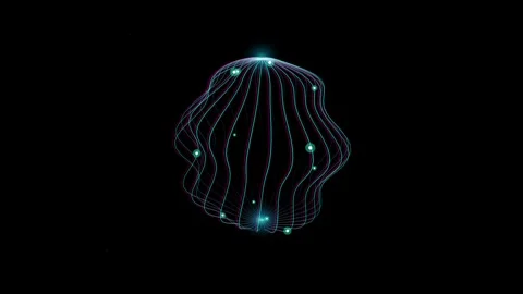Abstract digital sphere with glowing network connections and particle nodes.. Stock Footage 345127413