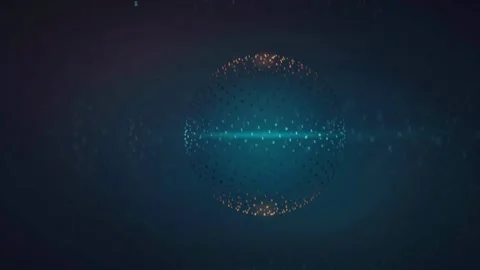 Abstract Digital Sphere with Glowing Particles and Binary Code Data Stream on Stock Footage 339319044