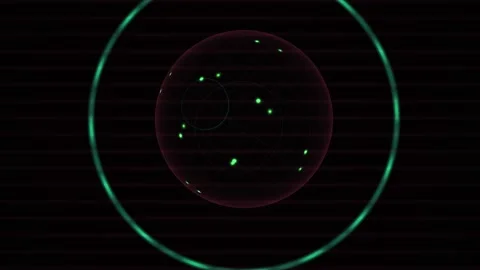 Abstract Digital Sphere with Glowing Particles and Circular Energy Rings. Stock Footage 341786713