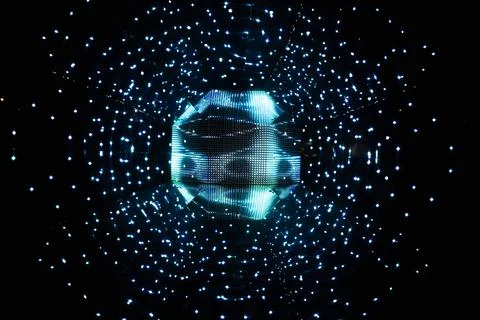 Abstract Digital Sphere with Glowing Particles 스톡 일러스트