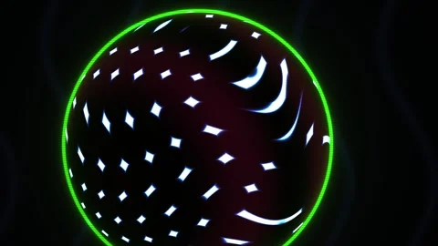 Abstract Digital Sphere with Glowing White Particles and Green Circular Frame Stock Footage 341786760