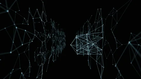 Abstract Digital Sphere Hologram with Changing Network Connections Turning and Stock Footage 95748977