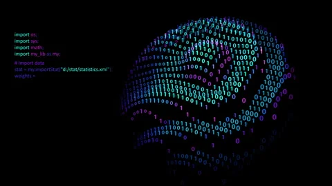 Abstract digital sphere made of glowing binary code Stock Footage 327917123